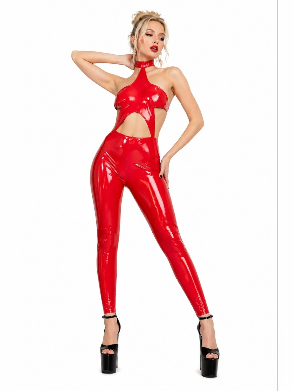 K Too Cherry Patent Jumpsuit